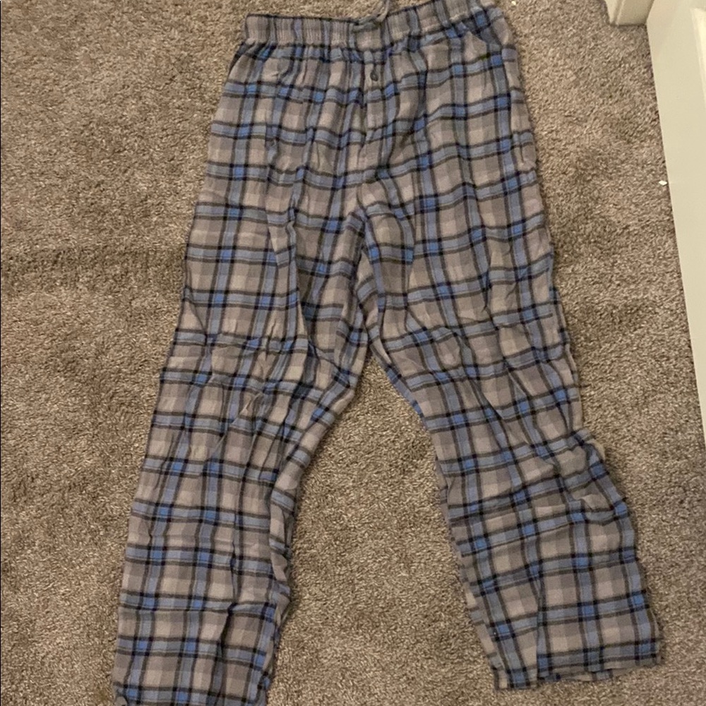 Plaid Pajama Pants in Blue and Gray
